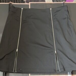 Sleek Black Mini Skirt with Zipper Accents